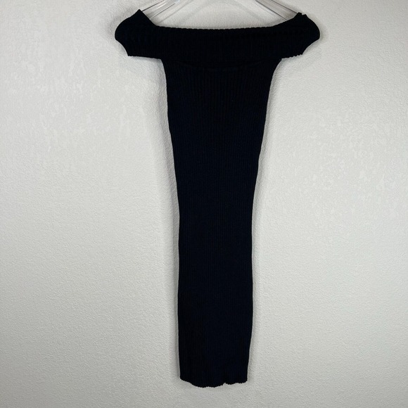 Seek Women's Ribbed Off The Shoulder Sweater Dress Short Sleeve Black Size Small - Picture 1 of 11